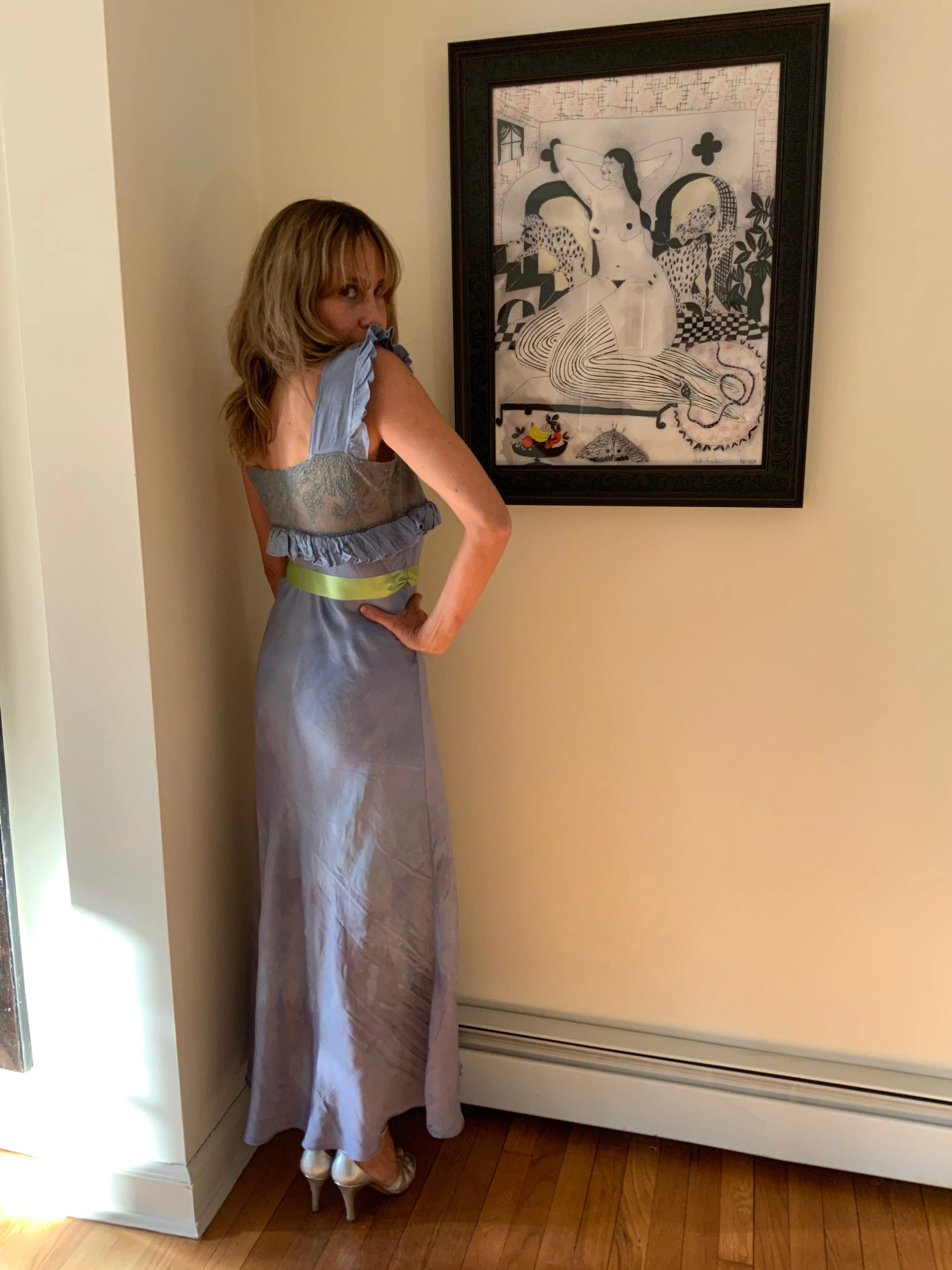 Hand Dyed satin Nightgown - 40s - 40G