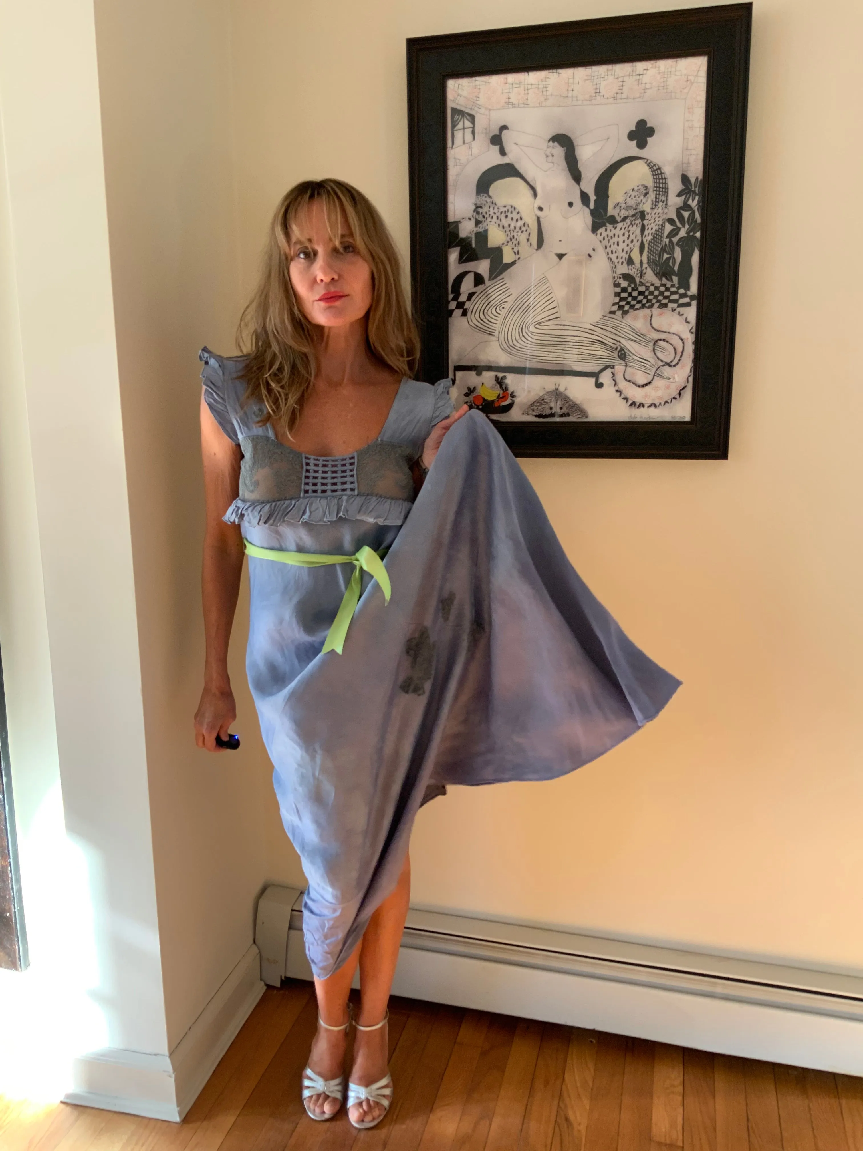 Hand Dyed satin Nightgown - 40s - 40G