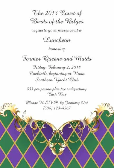 HARLEQUIN FLEUR DE LIS CUSTOM INVITATION
