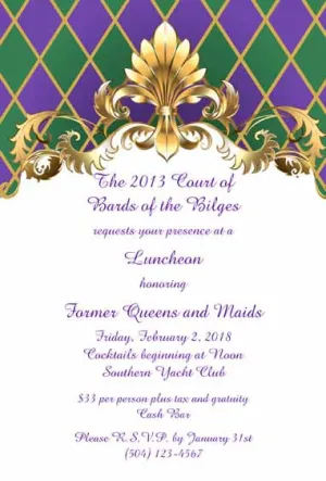 HARLEQUIN FLEUR DE LIS CUSTOM INVITATION