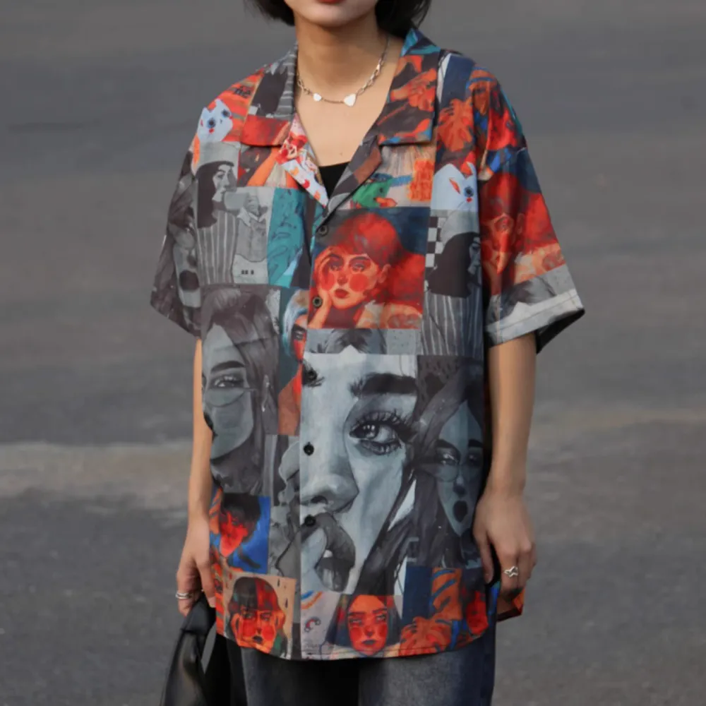 Hip-hop Character Print Shirt