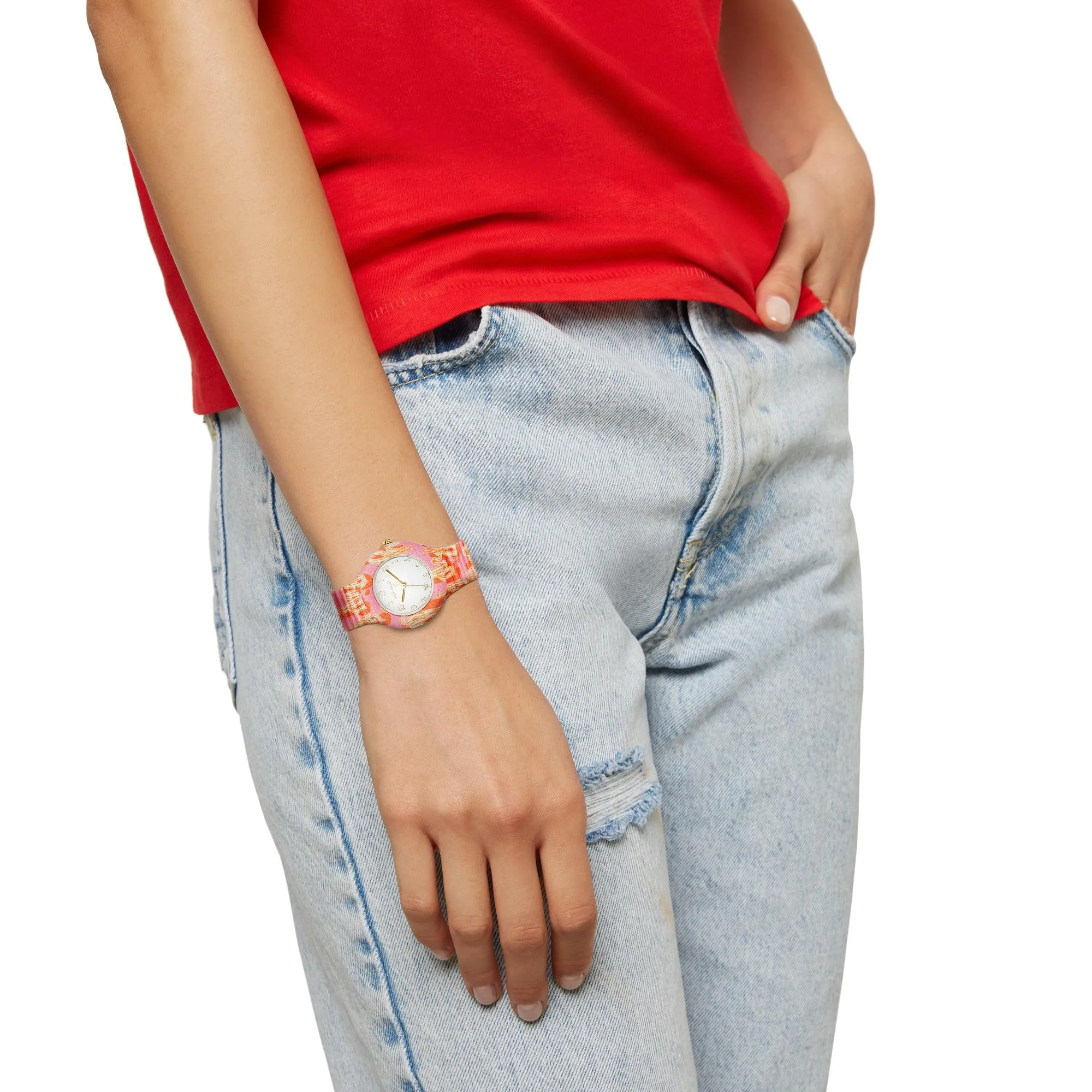 Hip hop clock 80's logo Pink Logomania Collection 32mm Hwu1149