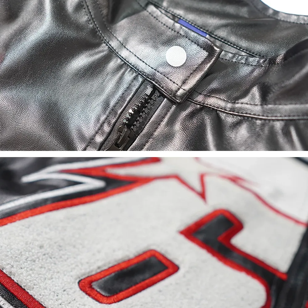 Hip Hop Embroidery Motorcycle Jacket
