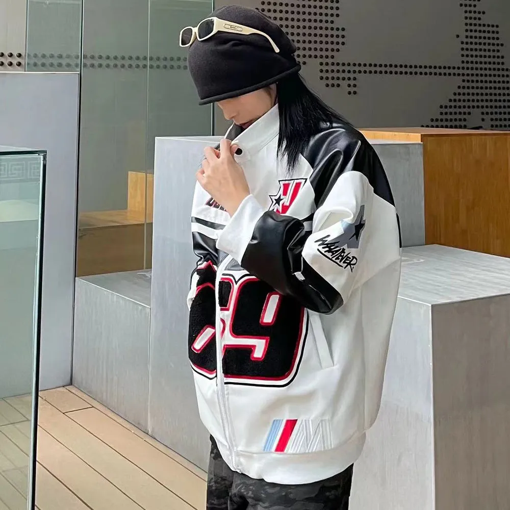 Hip Hop Embroidery Motorcycle Jacket