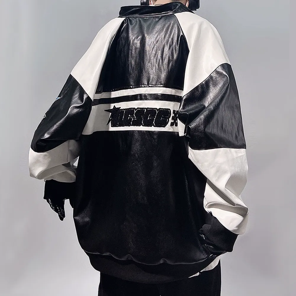 Hip Hop Embroidery Motorcycle Jacket