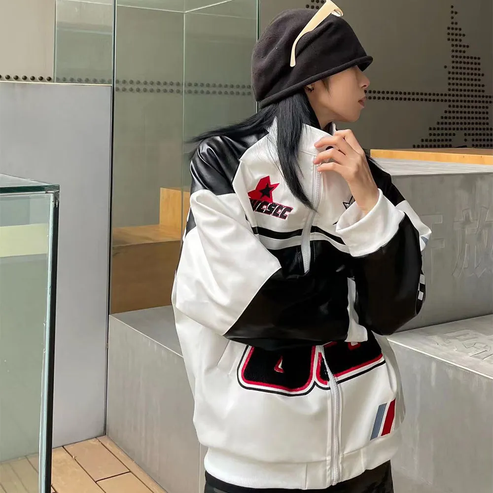 Hip Hop Embroidery Motorcycle Jacket