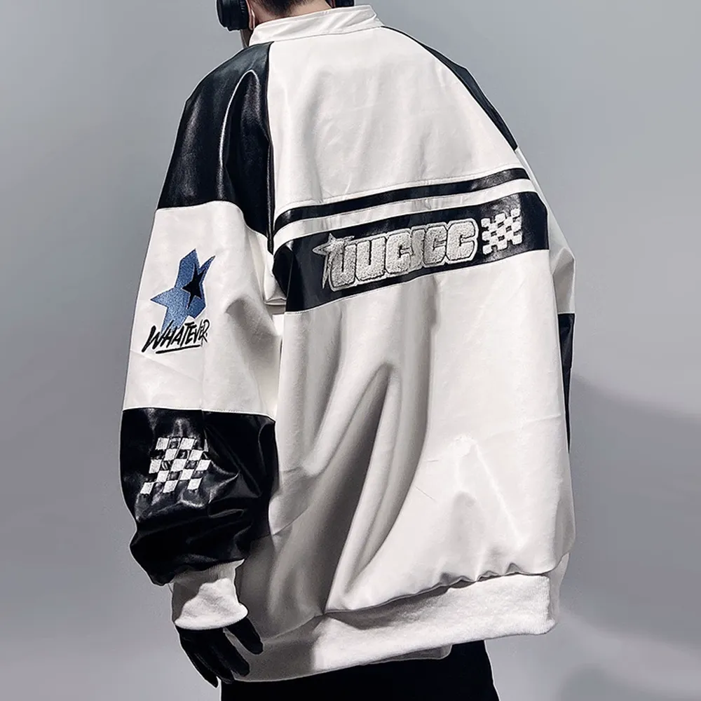 Hip Hop Embroidery Motorcycle Jacket