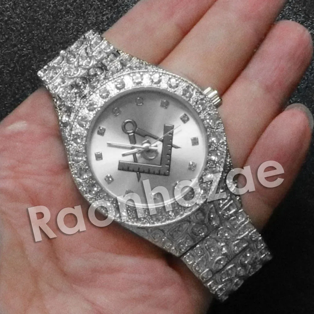 Hip Hop Freemason Silver Nugget Watch