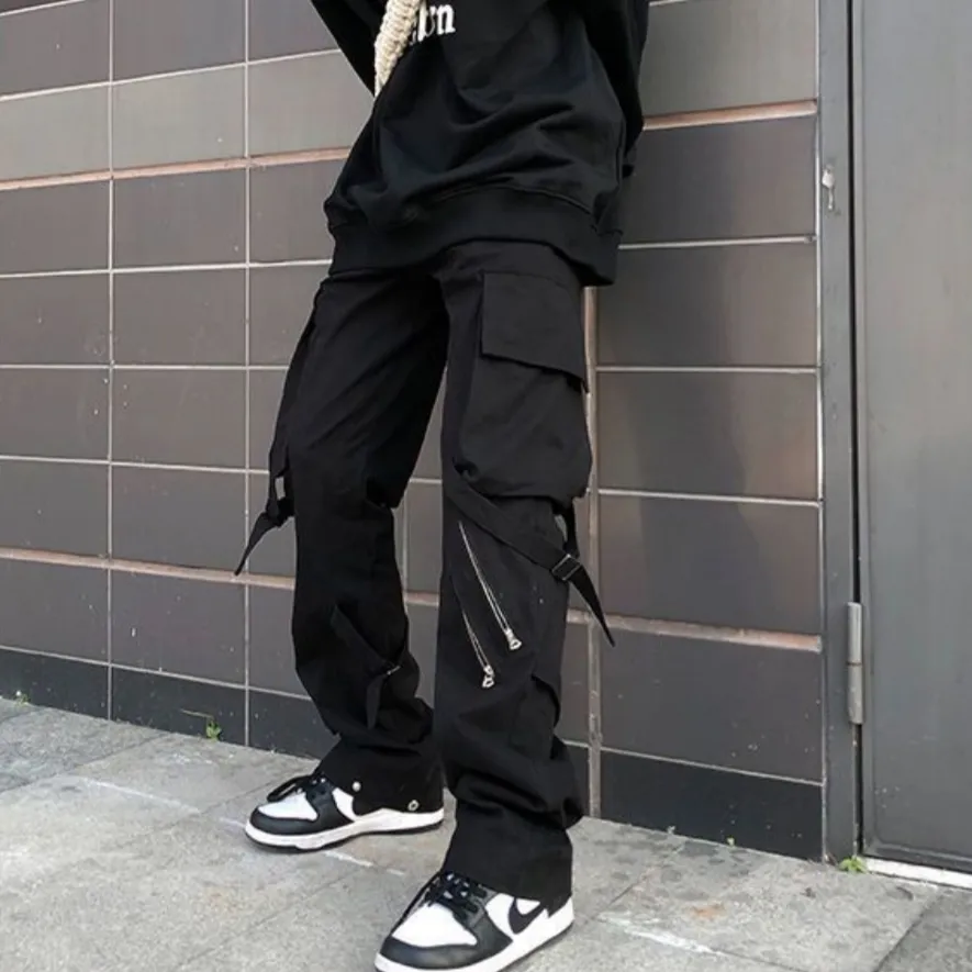 Hip Hop Solid Zip Jeans