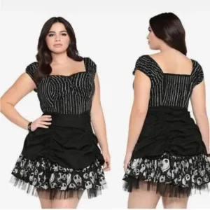 Hot Topic The Nightmare Before Christmas Pinstriped Coset Lace-up Mini Dress
