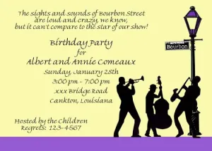 JAZZ BAND SILHOUETTE CUSTOM INVITATION