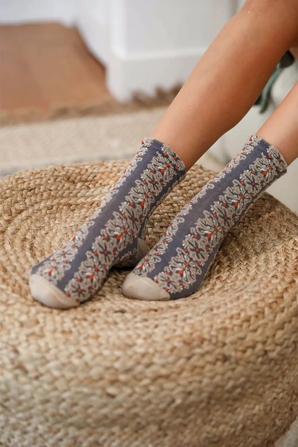 Jezebel Floral Embroidered Socks