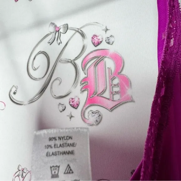 La senza dress rutched lace sexy nighty gown Purple Lace Chemise ribbon