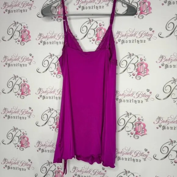 La senza dress rutched lace sexy nighty gown Purple Lace Chemise ribbon