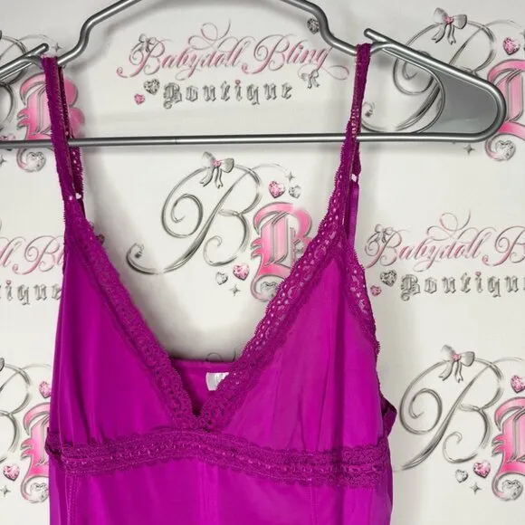 La senza dress rutched lace sexy nighty gown Purple Lace Chemise ribbon