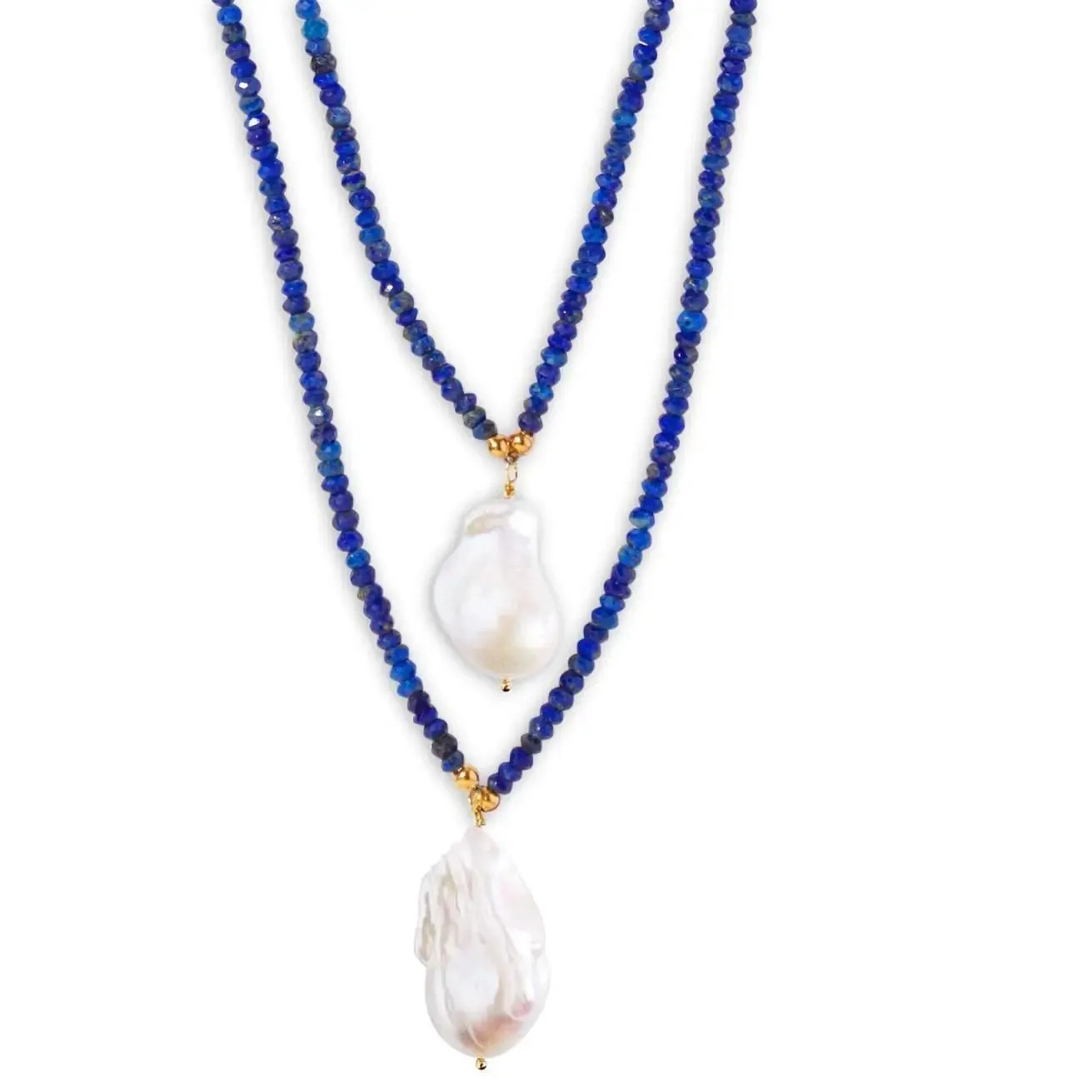 Lapis Double Strand Gemstone Lariat