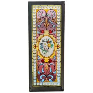 Large American Victorian Stained, Painted, Jewelled and Leaded Glass Window