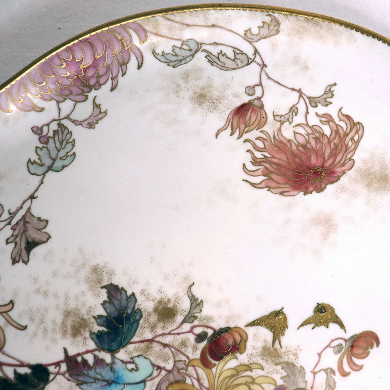 Large English Doulton & Company Porcelain Gilt Chrysanthemum Tray