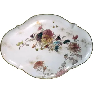 Large English Doulton & Company Porcelain Gilt Chrysanthemum Tray