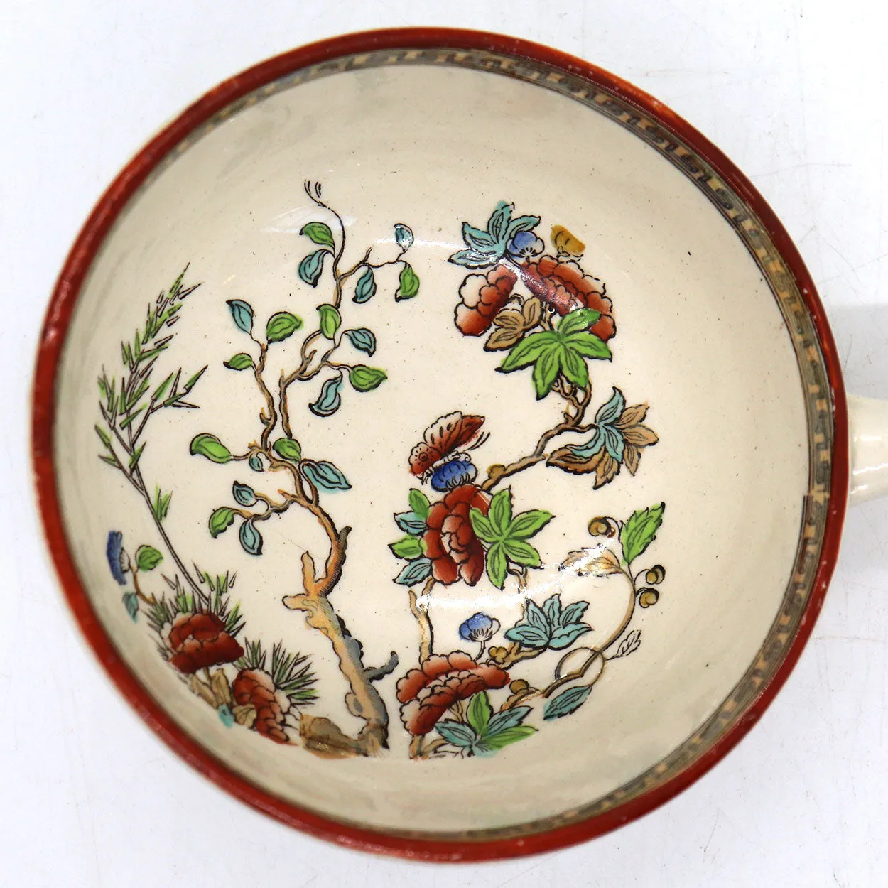 Large English W. T. Copeland Transferware Pottery India Tree Ladle