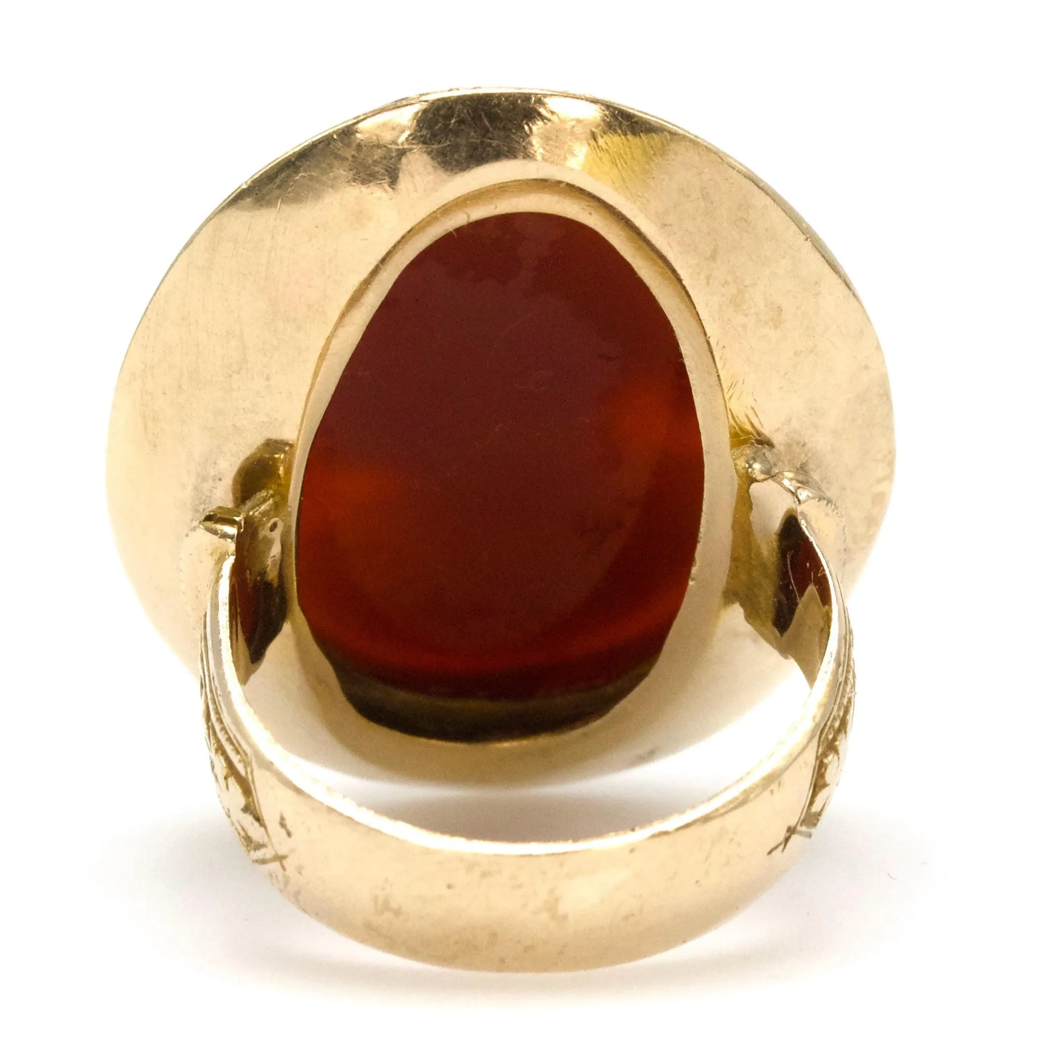 Large Shell Cameo 14K Yellow Gold Ring