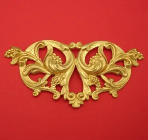 Large Victorian Floral Embellishment Brass Stamping