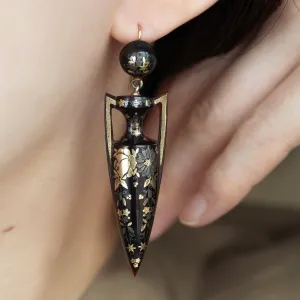 Large Victorian Piqué Urn Earrings
