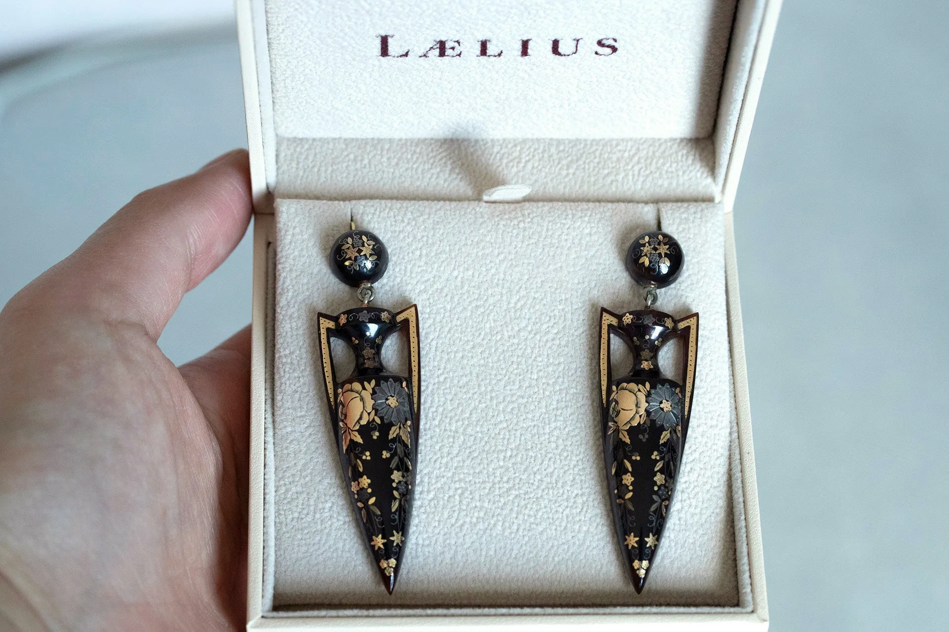 Large Victorian Piqué Urn Earrings