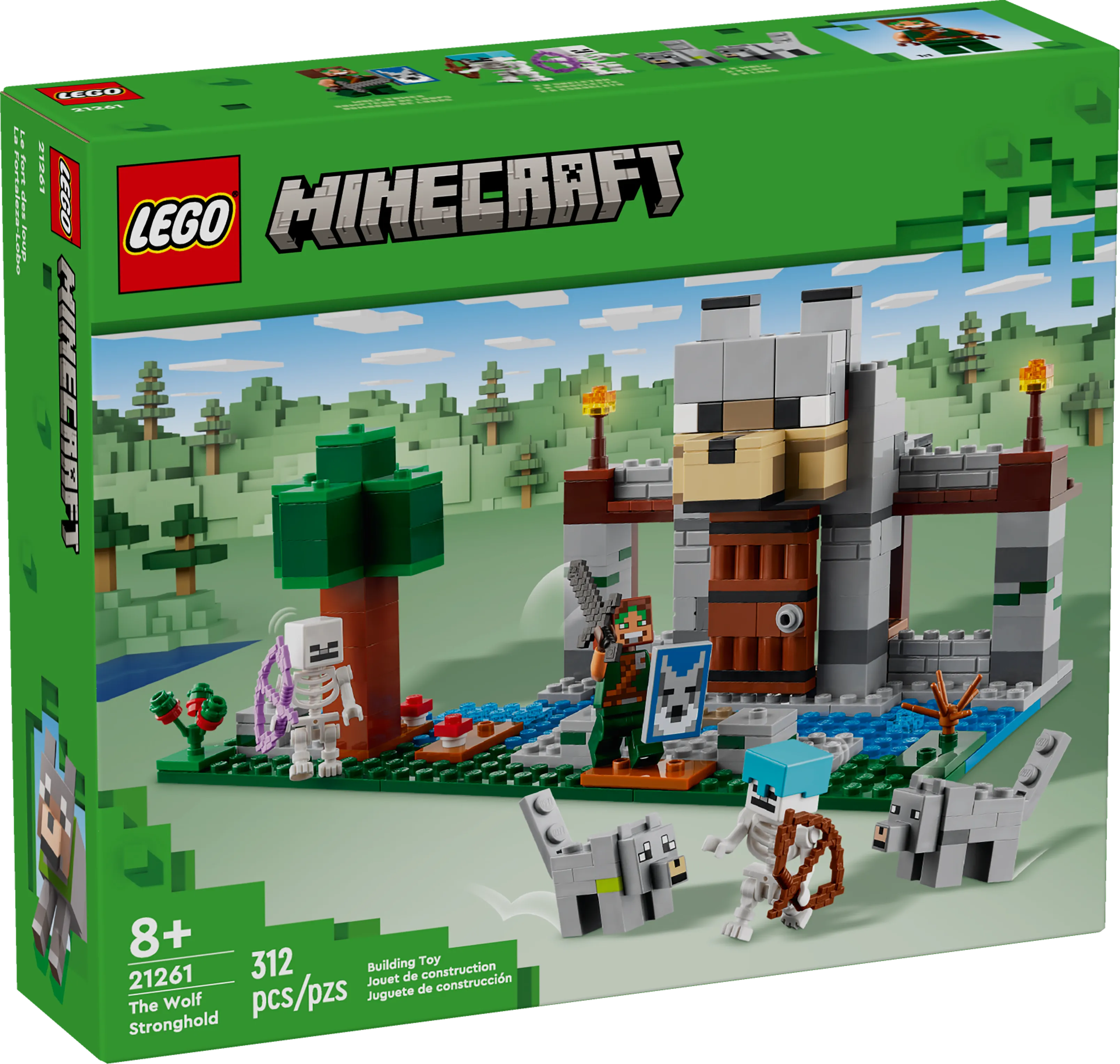 LEGO® Minecraft® The Wolf Stronghold Fortress Playset Gift, Skeleton Explorer Toy 21261
