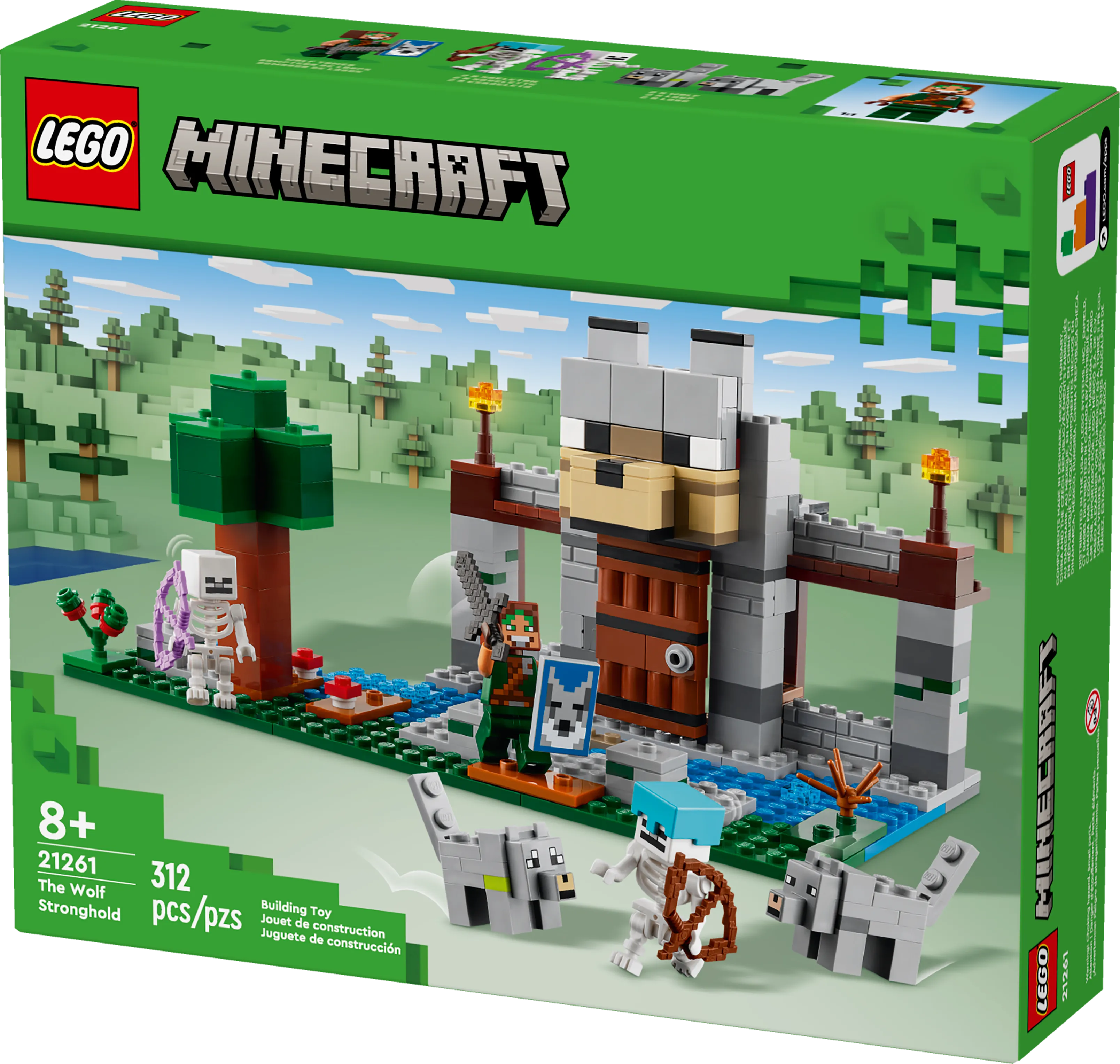 LEGO® Minecraft® The Wolf Stronghold Fortress Playset Gift, Skeleton Explorer Toy 21261