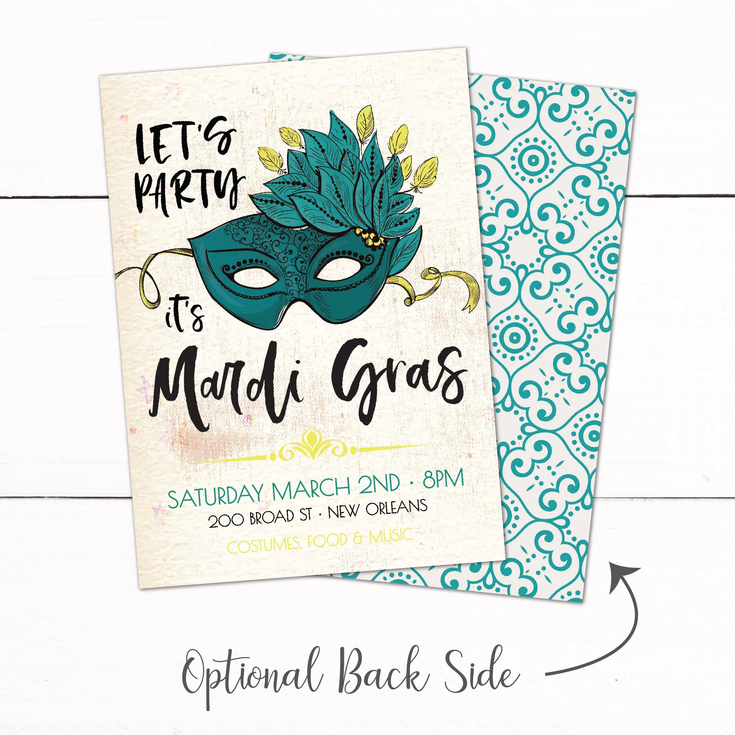 Mardi Gras Brazilian Carnival Birthday Party Invitation