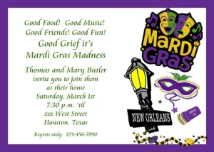 MARDI GRAS ICONS CUSTOM INVITATION
