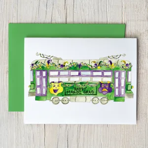 Mardi Gras Trolley Note Card