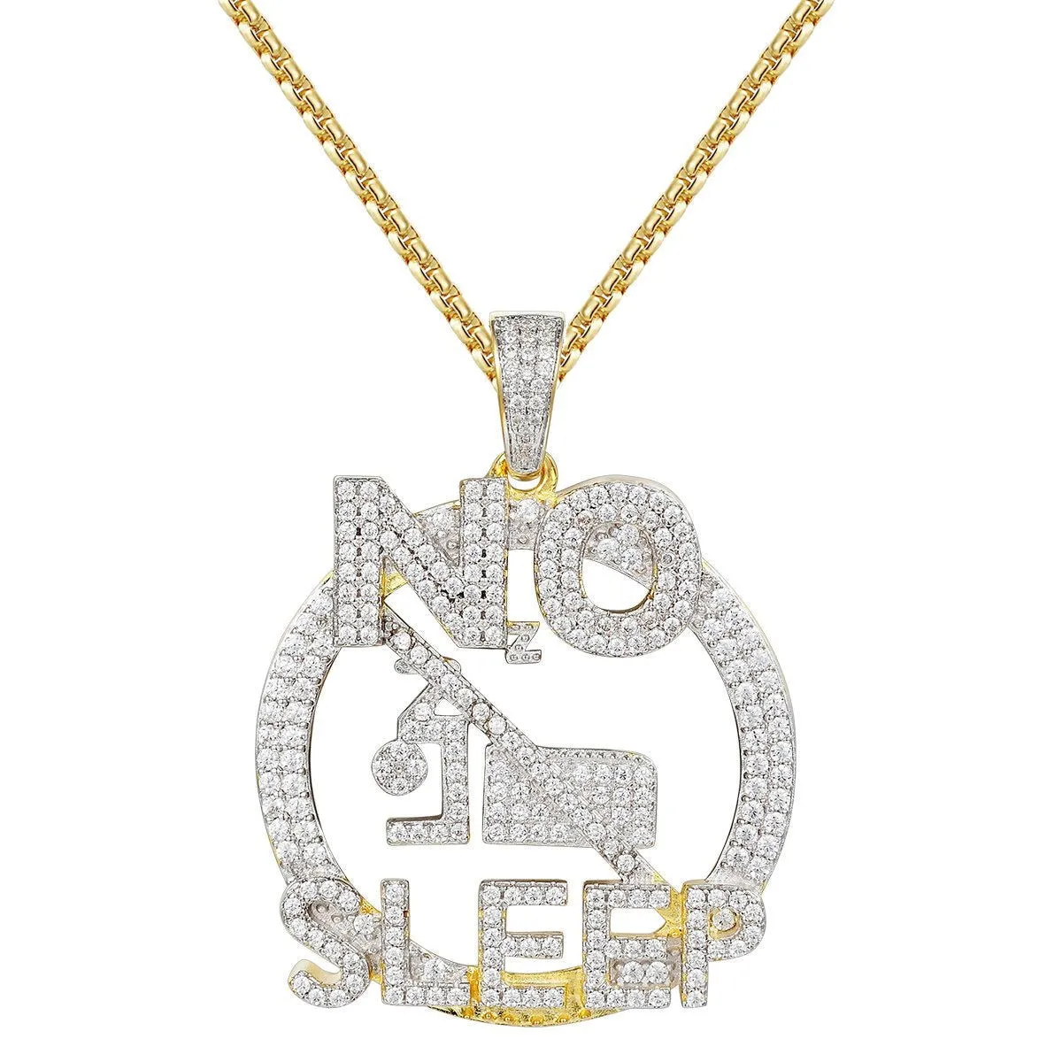 Men's 14k Gold Finish No Sleep out Pendant 24" Chain