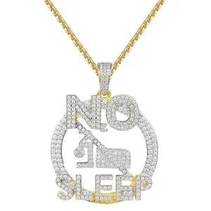 Men's 14k Gold Finish No Sleep out Pendant 24" Chain