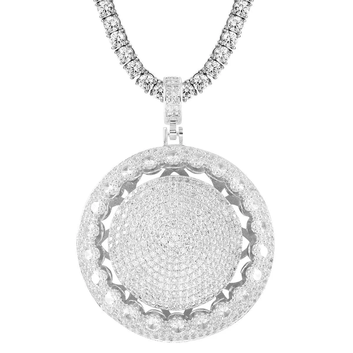 Men's Circle  Small Spinner Rapper Pendant Chain