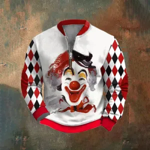 Men's Cologne Carnival print Casual Zip-up Sweatshirt