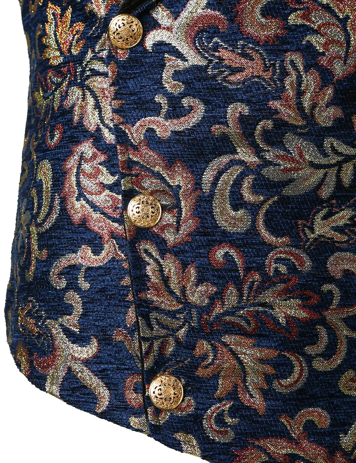 Mens Victorian Double Breasted Vest Floral Gothic Steampunk Waistcoat