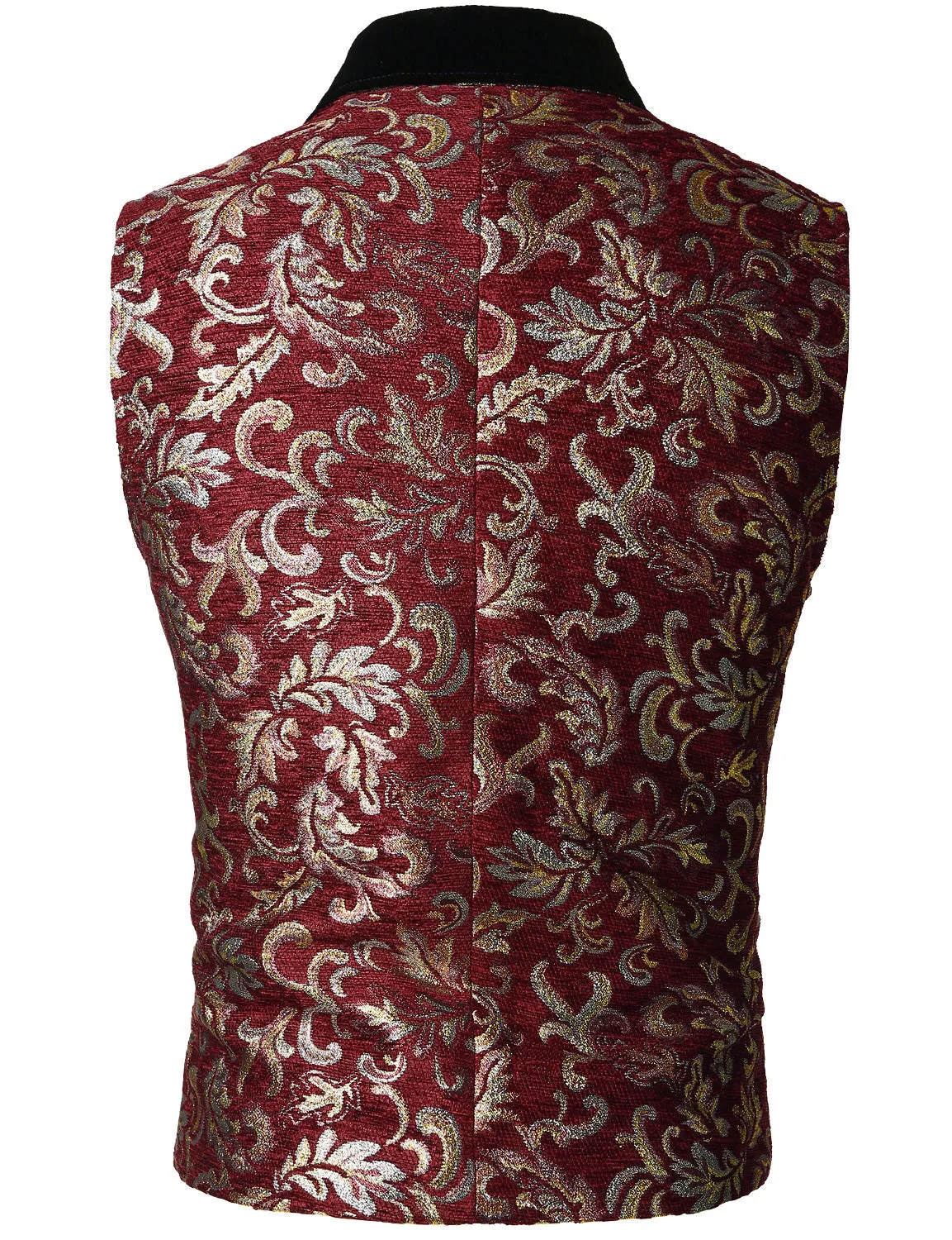 Mens Victorian Double Breasted Vest Floral Gothic Steampunk Waistcoat