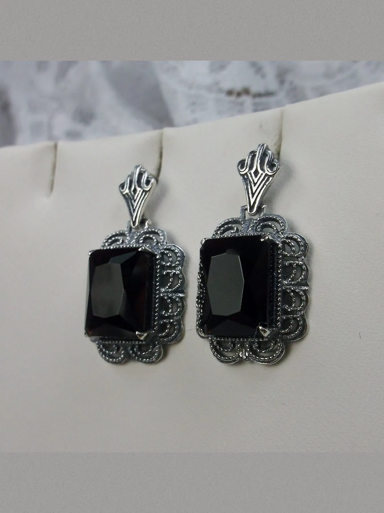 Merlot Red Earrings, Short Festoon Filigree, Victorian Jewelry #E8z