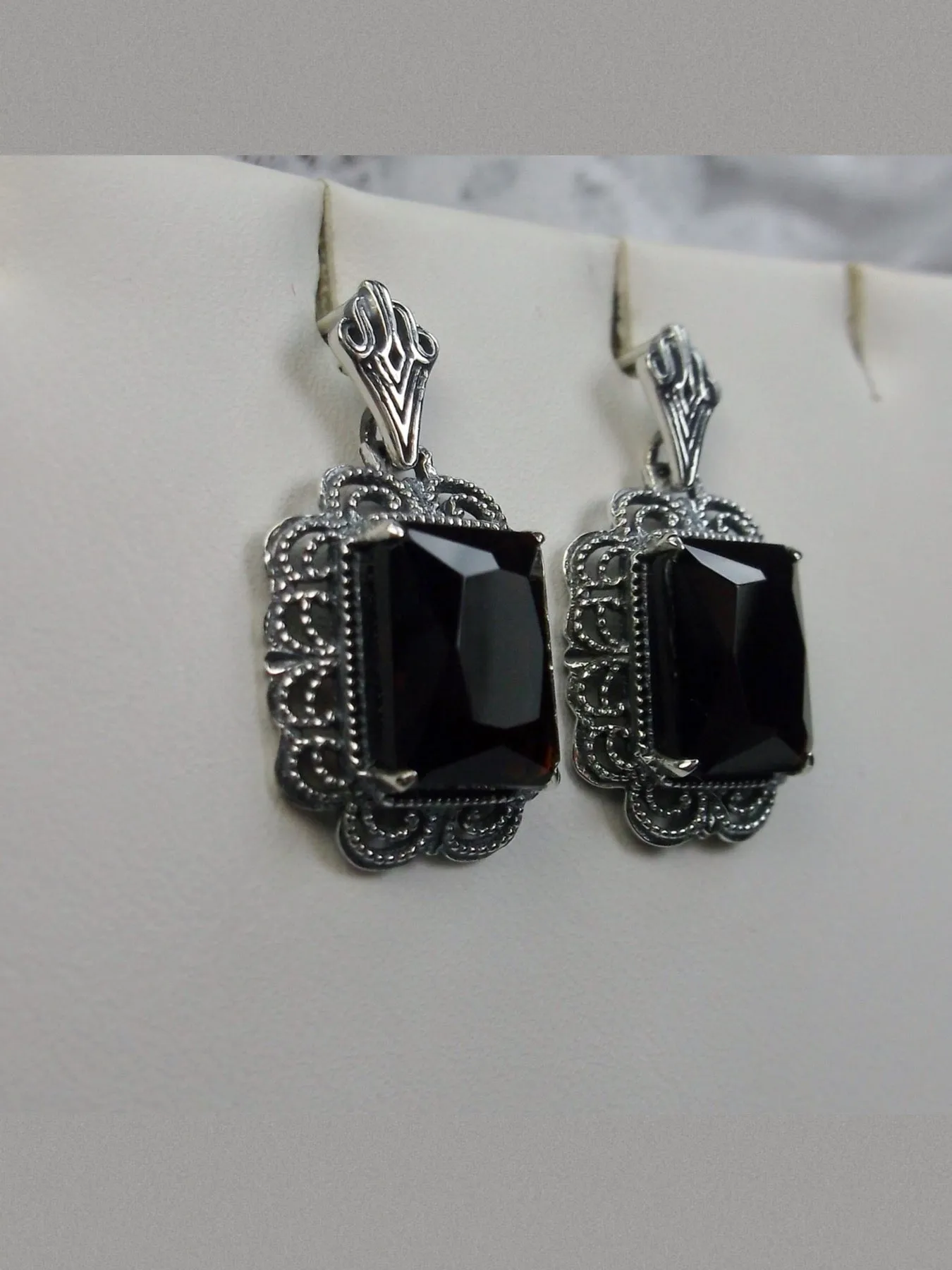 Merlot Red Earrings, Short Festoon Filigree, Victorian Jewelry #E8z