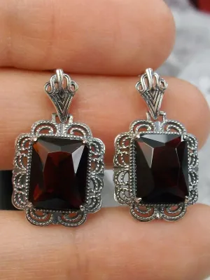 Merlot Red Earrings, Short Festoon Filigree, Victorian Jewelry #E8z