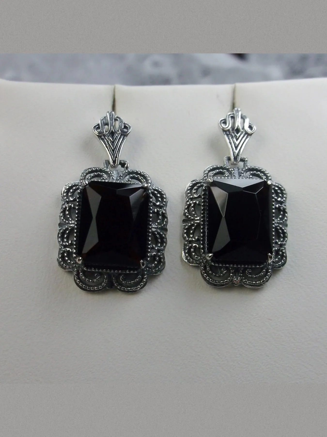Merlot Red Earrings, Short Festoon Filigree, Victorian Jewelry #E8z