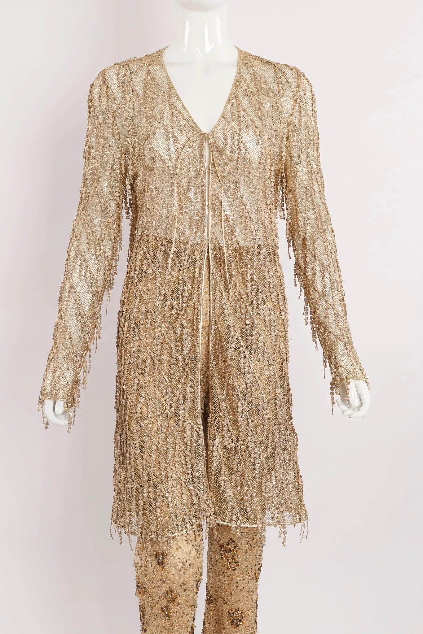 Mesh Fringe Jacket & Sequin Pant Set