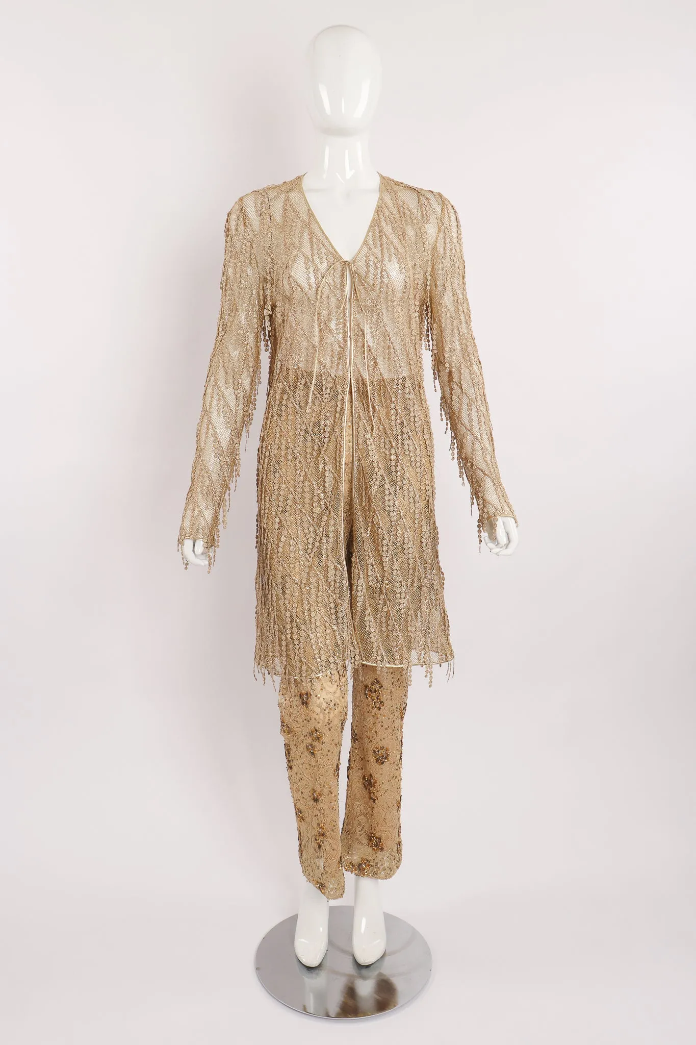 Mesh Fringe Jacket & Sequin Pant Set