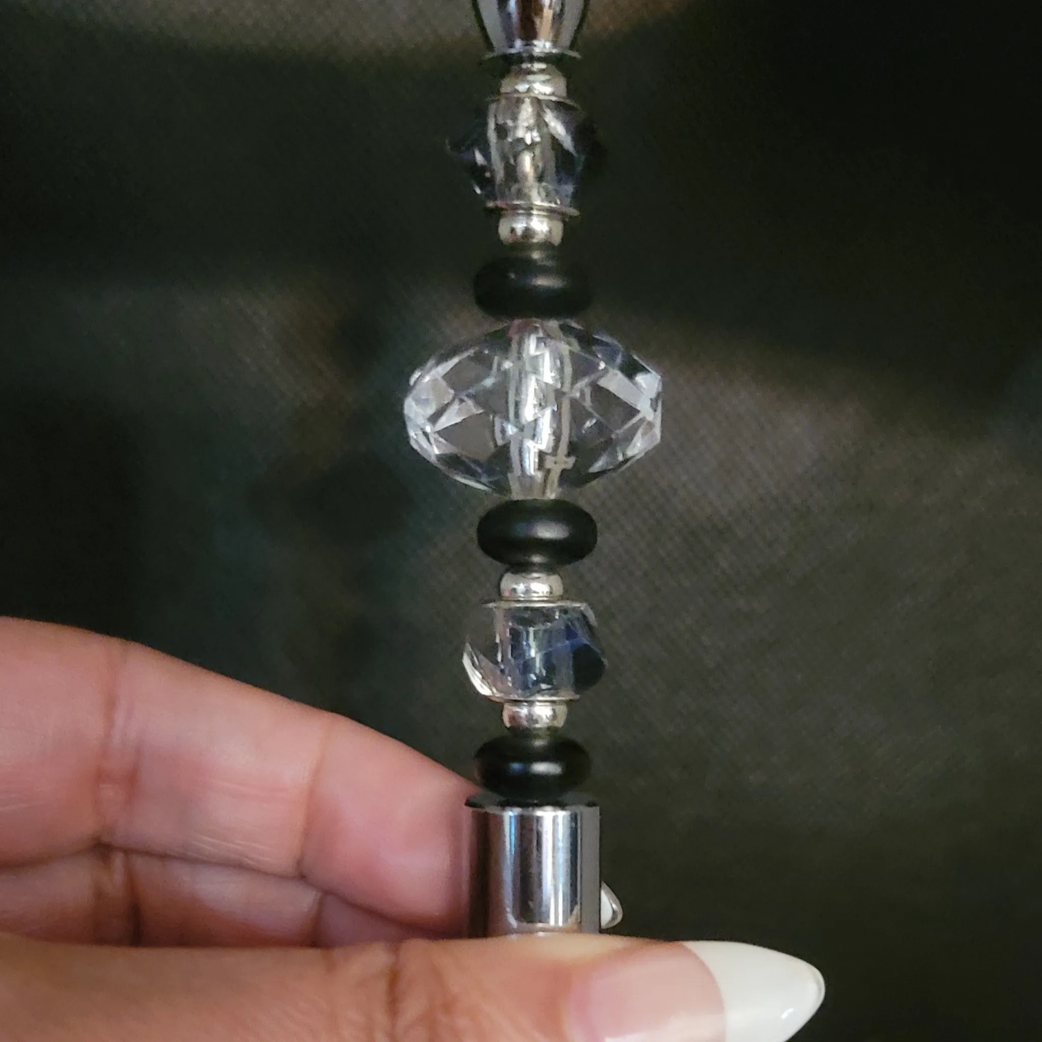 Meyla - Crystal, Black, & Silver Jeweled Ink Pen