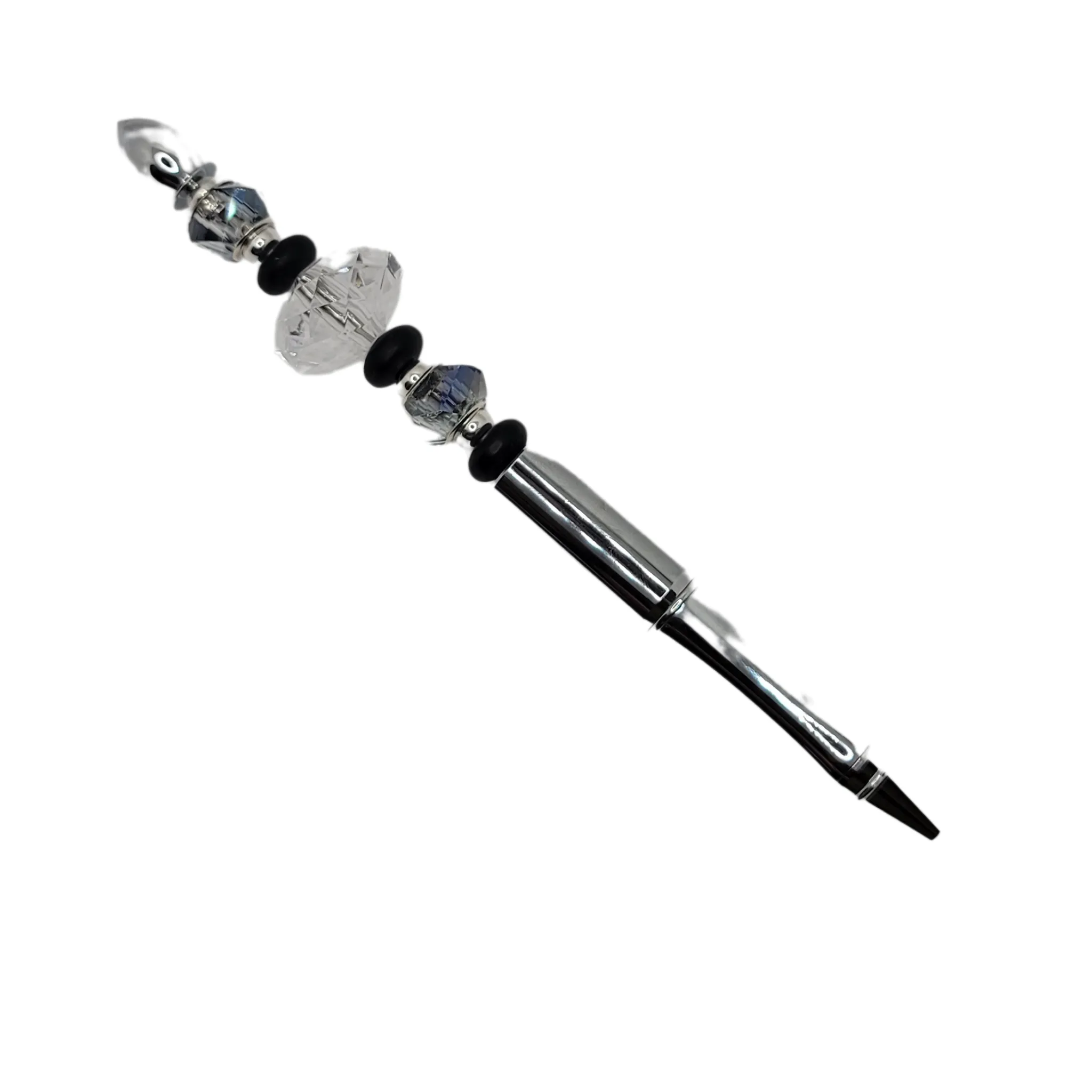 Meyla - Crystal, Black, & Silver Jeweled Ink Pen