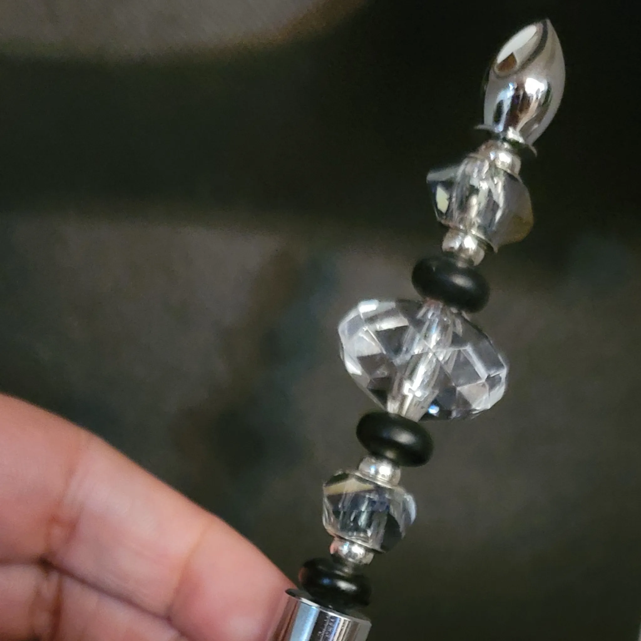 Meyla - Crystal, Black, & Silver Jeweled Ink Pen