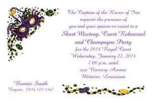 MG MASK, BEADS & DOUBLOONS CUSTOM INVITATION
