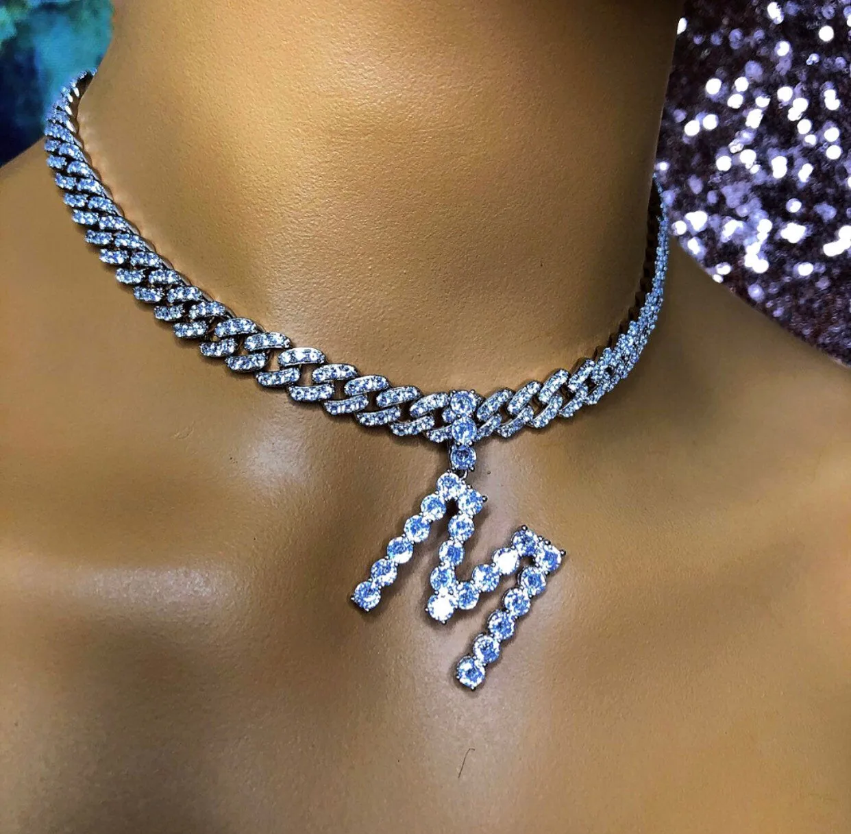 mini cuban chain necklace, blinged iced cuban necklace ,9mm Miami Cuban Necklaces Hiphop Men and women Iced necklace